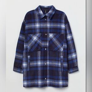 H&M Blue Plaid Button-Up Jacket